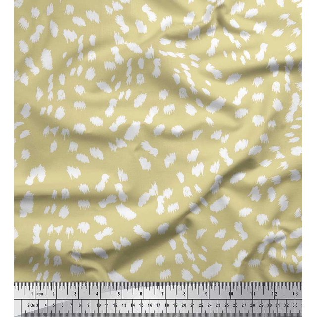 Soimoi Beige Poly Georgette Fabric Cow Animal Skin Print Fabric by Yard 52 Inch Wide