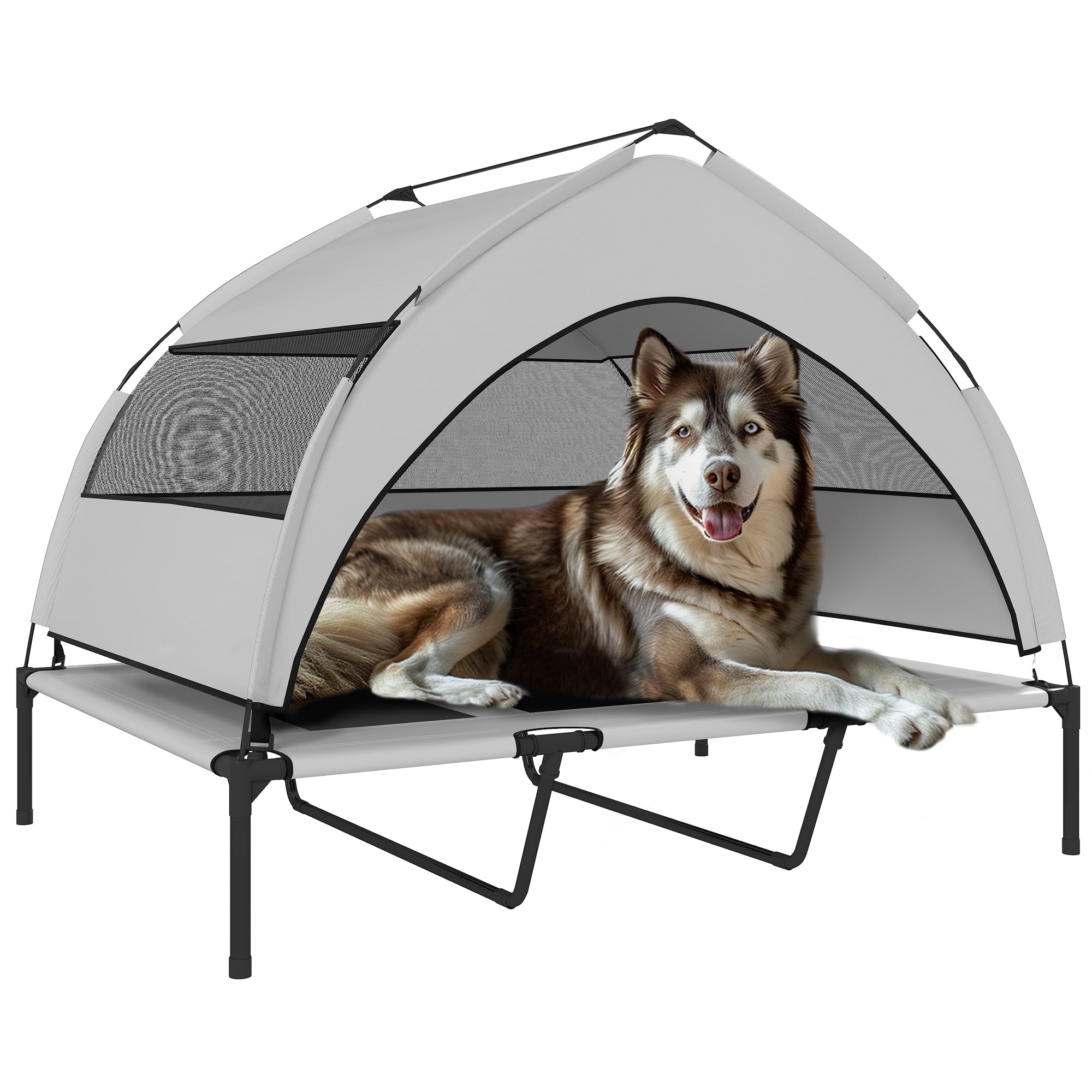 PawHut Elevated Dog Bed, Portable Raised Pet Bed with Canopy, Bag