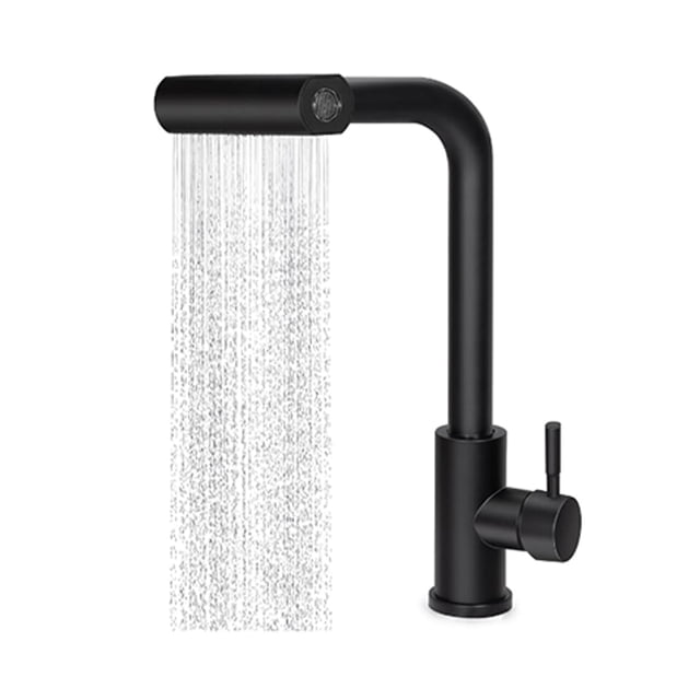 Wisewang Waterfall Kitchen Rotating Faucet, Shower Function, Easy To Sturdy And Durable, Kitchens, Bedrooms, Living Rooms. black Without inlet pipe