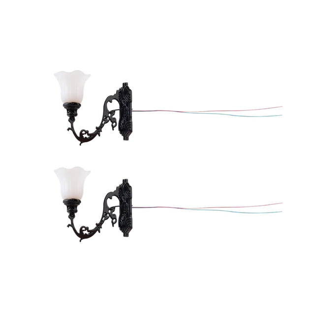 Milaget 2x Dollhouse LED Wall Sconces Ornament Building Sand Table Street Lights F