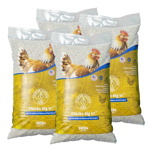 Sable à Poulet de Qualité Supérieure, Literie Éliminant les Odeurs pour Coops, Sac de 50 Lb, Lot de 4