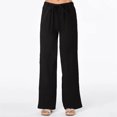 thumbnail image 2 of Timegard Cotton Linen Pants for Women Elastic Waisted Drawstring Straight Leg Lightweight Lounge Trousers, 2 of 5