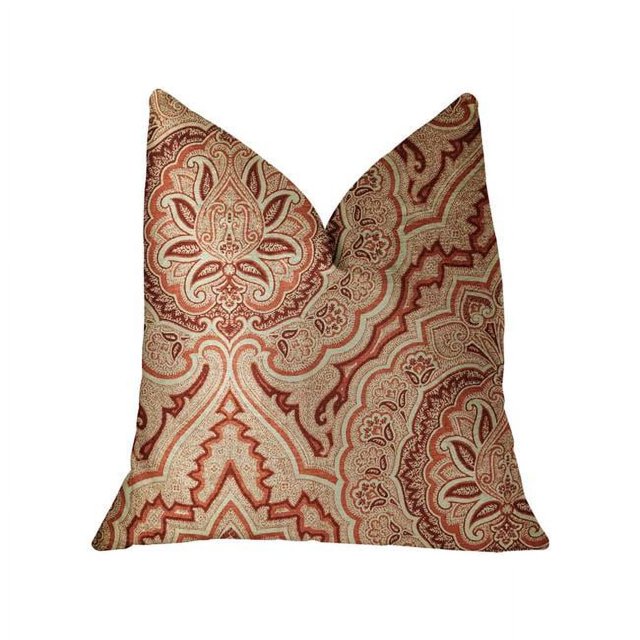 PBRA2281-1220-DP Plutus Coussin de Luxe Rouge Prairie Enchanté & Beige, 12 x 20 Po.