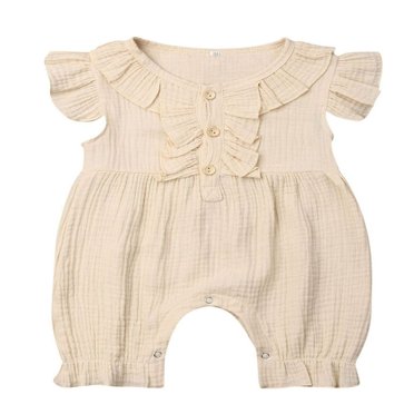 Combinaison pour Bébé Fille à Boutons, Manches Courtes, Vêtements Unis