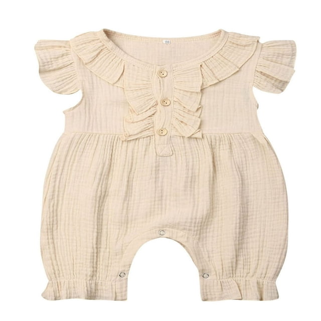 Combinaison pour Bébé Fille à Boutons, Manches Courtes, Vêtements Unis