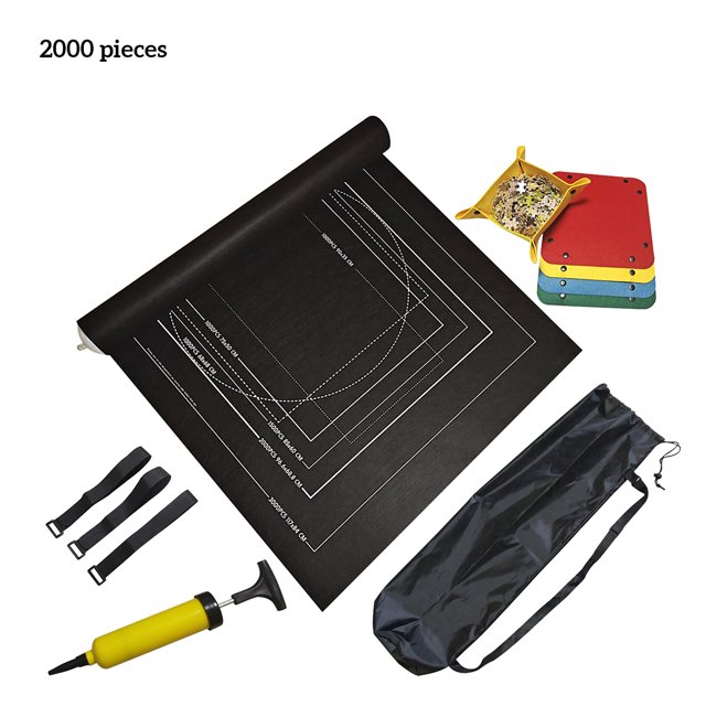tredstone Felt Roll Mat Set Storage Pad Board Saver with Inflatable Tube Pump Storage Bag Tray, Black, 2000Pcs