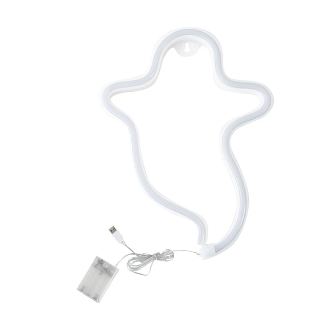 Yeacher Ghost Design LEDs Neon Light 3*AA Cell & USB Operated Constant Bright Mode Neon