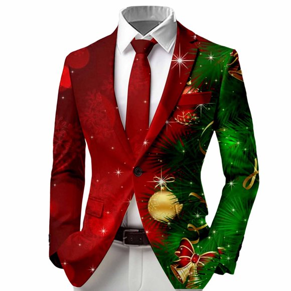 Zhuashum Winter Coats For Boys Christmas Blazer Sports Coats Long Sleeve Cartoon Santa Print Jacket Festive Holiday Basic Classic Winter Outerwear Red 3-4 Years