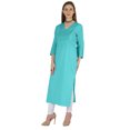 thumbnail image 4 of Phagun Indo WesternSolid Kurti For Women's V-Neck W/ Side Slit Indian Traditional Wear, 4 of 7