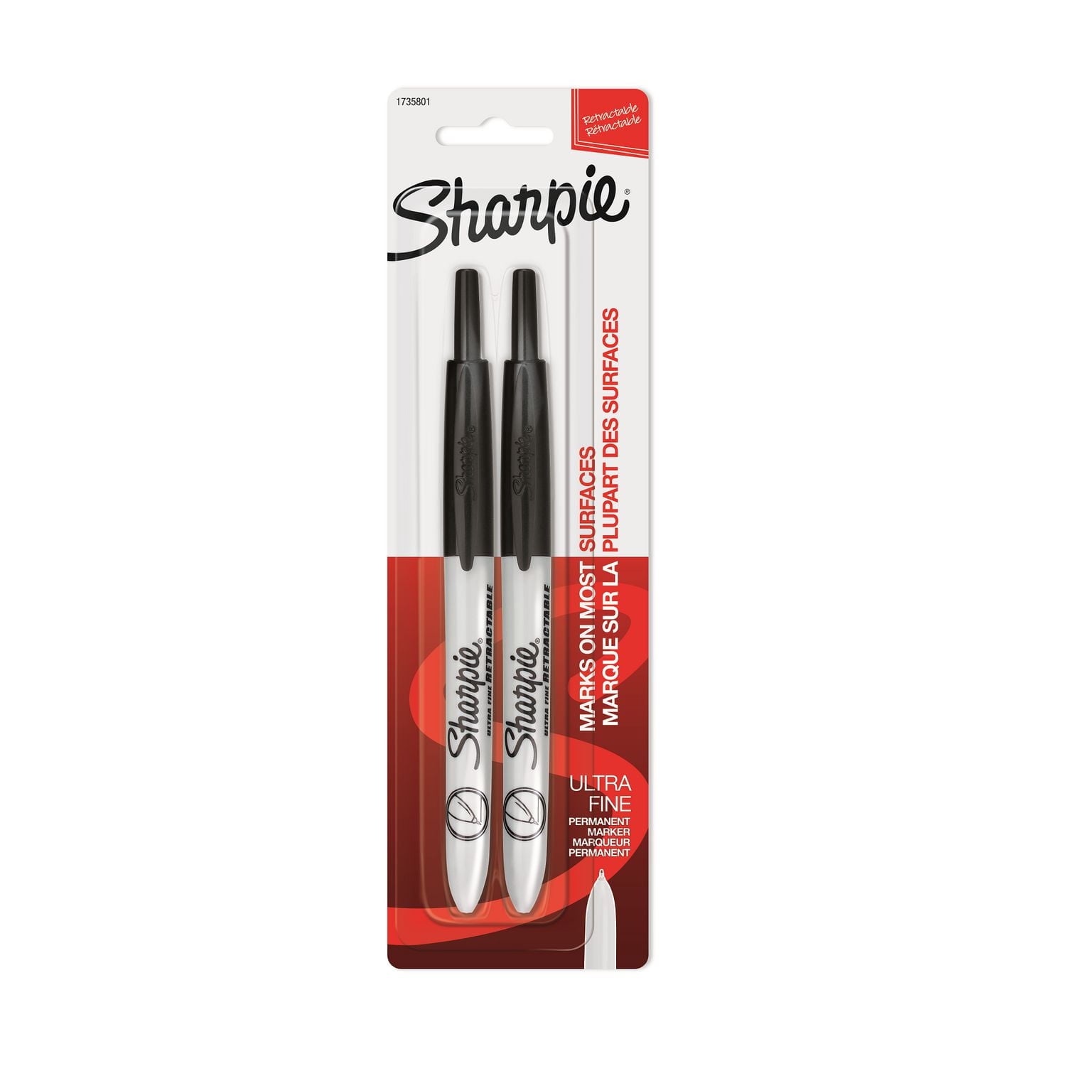 Sharpie Retractable Permanent Markers, Fine Point, Black