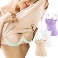 thumbnail image 2 of Timegard Camisoles pour Femmes 3 Pcs avec Soutien-Gorge Intégré Col Rond Bretelles Spaghetti Ajustées Douces Maillots de Corps Décontractés Hauts de Pyjama, 2 of 6