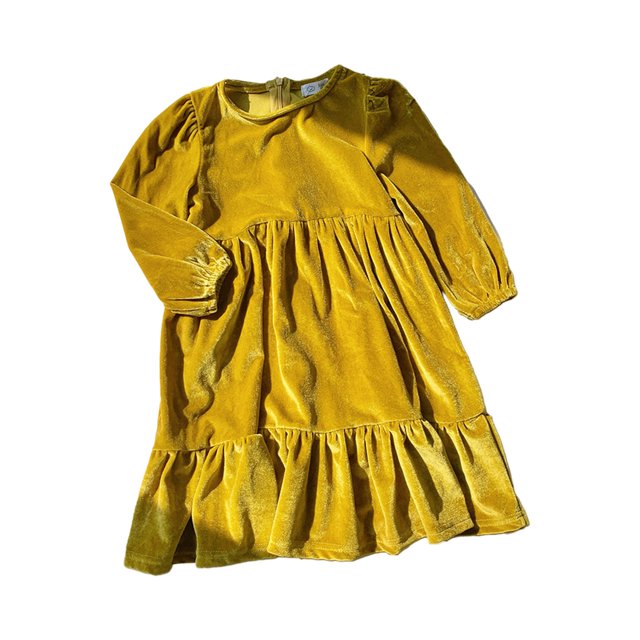 Yuyuzo Robe en Velours pour Petites Filles pour Enfants Princesse Robes Vintage Robe à Volants Robe de Fête Tenue Décontractée de Printemps