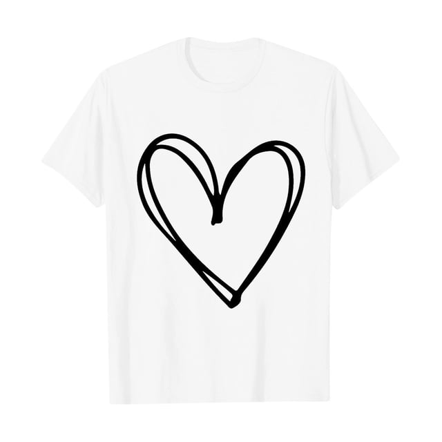 Plebaso T-Shirts pour Femmes à Imprimé Cœur, Col Rond, Coupe Ample, T-Shirts Décontractés à Manches Courtes, T-Shirts Graphiques pour Femmes