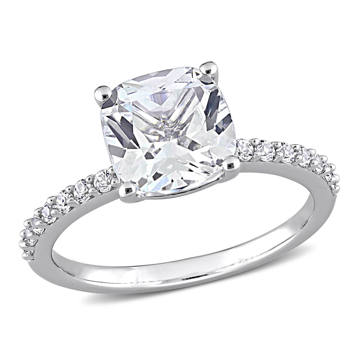 Miabella 3-1/4 Carat T.G.W. Created White Sapphire 10K White Gold Engagement Ring