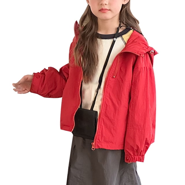 Sunnyoo Little Girls Sun Protection Lightweight Outerwear Loose Fit Zipper Jacket, Sizes 2-16