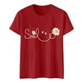 thumbnail image 4 of JIRNDf T-Shirts pour Femmes Hauts d'Été Tendance Manches Courtes Col Rond Doux Mignons T-Shirts Graphiques pour Femmes Chemises Rouge G, 4 of 5