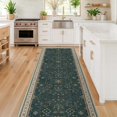 thumbnail image 1 of Dark Green Washable Kitchen Runner Rug, 2'6"x8' Wide & Long Non-Slip Rubber Backing Runner for Hallways, Stain Resistant Rugs for Entryway, 1 of 8