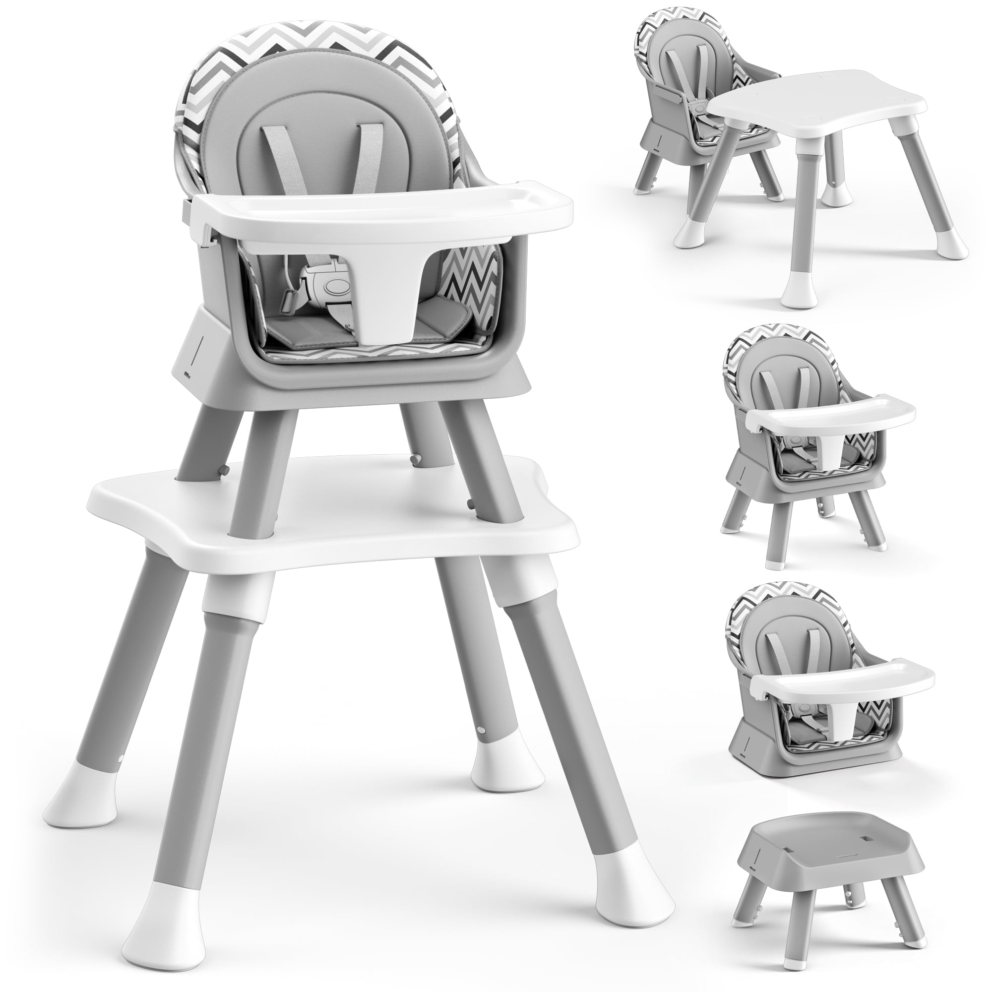 AILEEKISS 8 in 1 Baby High Chair, Toddler Dining Booster Seat for Eating, Chevron