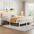 thumbnail image 3 of Greenstell Full LED Bed Frame with Headboard Storage - Charging Station,Off White, 3 of 8