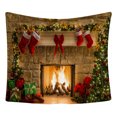thumbnail image 4 of Xmas Fireplace Backdrop Christmas Tree Photography Background Party tree fireplace Banner Home Decoration, 95x73cm, 4 of 8