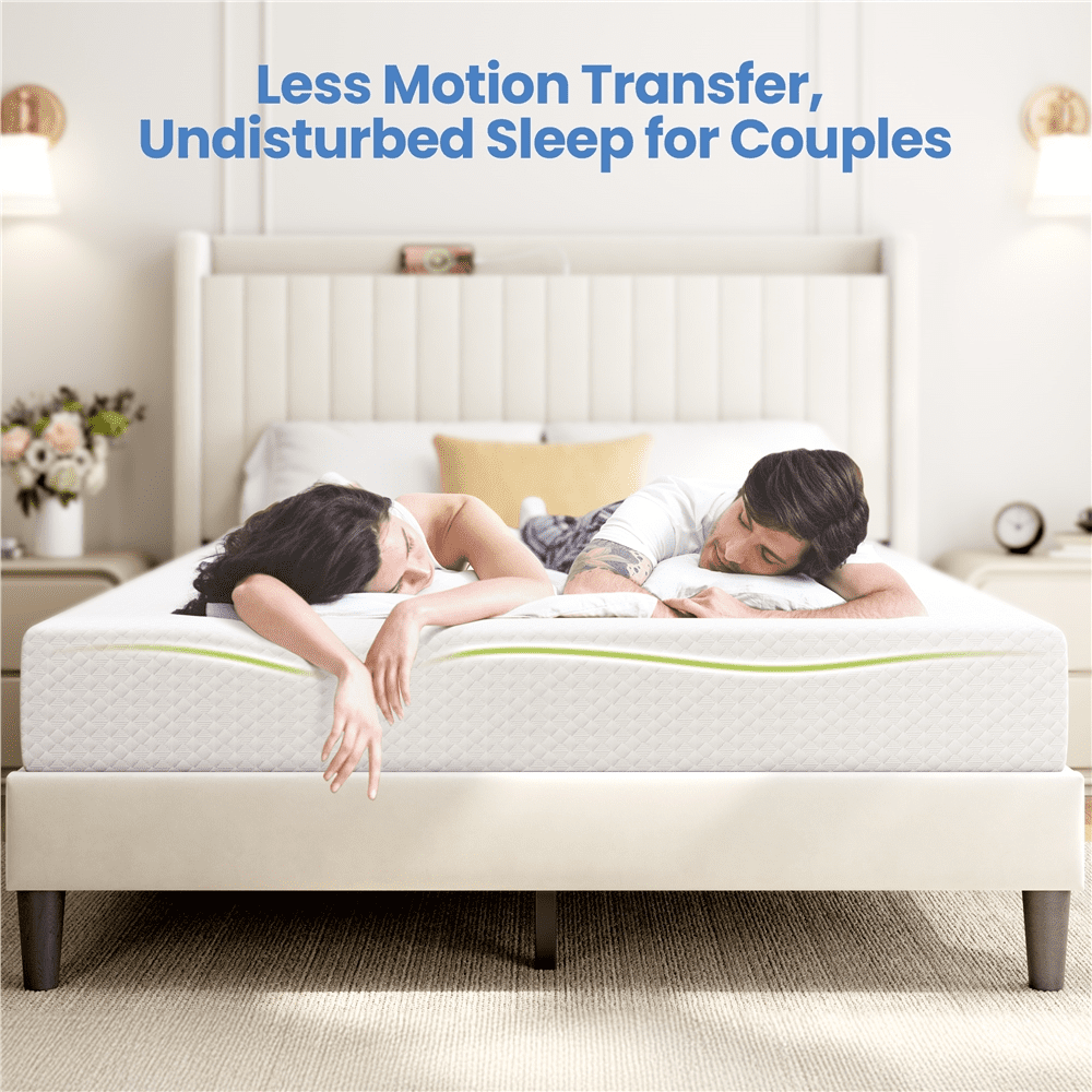 Fullfurnique Matelas en Mousse à Mémoire de Forme Infusé de Gel, 8 Inch, Queen, Blanc