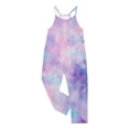 thumbnail image 4 of MIASHUI Girl's V-Neck Sleeveless Rompers Summer Tie Dye Casual Jumpsuit with Pockets,Light Purple,5-6 Years, 4 of 5