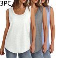 thumbnail image 2 of Plebaso Lot de 3 Débardeurs pour Femmes Décontractés d'Été Sans Manches Amples Col Rond T-Shirts Basiques pour Dames, 2 of 7