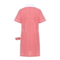 thumbnail image 4 of TTAO Robe d'Uniforme Scolaire à Carreaux à Manches Courtes pour Filles, Vichy, Été, Décontractée, Plage, avec Ensemble de Chouchous pour Cheveux, Rouge, 8, 4 of 6