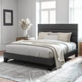 thumbnail image 1 of Allewie Queen Size Platform Bed Frame with Fabric Upholstered Headboard, Dark Grey, 1 of 7