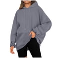 thumbnail image 1 of Plus Size Hoodies for Womens Drawstring Adjustable Pullover Blouses with Kangaroo Pocket Relaxed Fit Sweaters Comfort Casual Hooded Sweater Fall Winter Fleece Tops, 1 of 6