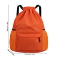 thumbnail image 3 of HHBEAUTY Orange Drawstring Gym Bag for Men, Waterproof Drawstring Backpack for Women, Swim Bag with Shoes Compartment, Pull String Sport Bag for Soccer and Basketball, 3 of 7