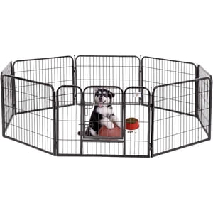 BestPet Pet Stylo d'exercice Playpen, Fence de chien pliable portable & Kennel animal pour l'intérieur & Utilisation extérieure, Fil métallique, Noir