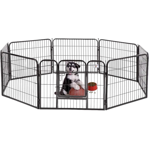 BestPet Parc pour Animaux, Enclos d'Exercice, Clôture pour Chien, Chenil, Cage, Cour, Voyage, Camping, Fil Métallique, Portable, Pliable, Intérieur Extérieur, Cage pour Chiens, Noir