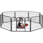 BestPet Pet Playpen Exercise Pen, Portable Folding Dog Fence & Animal Kennel for Indoor & Outdoor Use, Metal Wire, Black