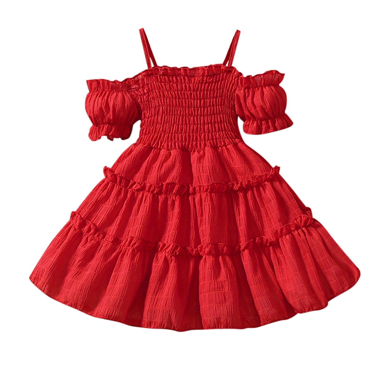 MEZZALL Robe Tutu pour Bébés Filles, Volants en Tulle, Couleur Unie, Princesse, Mariage, Fête, Robes Confort, Robe d'Été, Rouge, 12-18 Mois