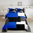 thumbnail image 2 of Erosebridal Modern Abstract Bedding Full Comforter Set, Square Geometric Bedding Sets Full with Comforter, Black Blue Reversible Down Comforter, Microfiber Room Decoration, 3-Piece, 2 of 8