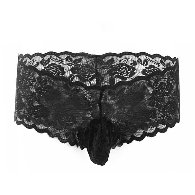 Fridja Lace Men Inner Large Size Men's Boxer Low Waist Transparent T Pants Underwear for Sports Performance