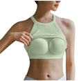 thumbnail image 3 of lcziwo Womens Tank Tops with Built in Bra Sleeveless Racerback Ribbed Shirts High Neck Slim Fitted Crop Top Prime Sales Green M, 3 of 8
