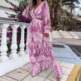 thumbnail image 2 of TJAZFJPA Robe Grande Taille Blanche Femme Maxi Robe Longue Vacances Florale Boho Paisley Imprimé Découpé Été Chinois T-Shirt Robe Femme, 2 of 7