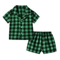 thumbnail image 1 of Yanlir Chemise d'Été pour Enfants à Col Rond, Manches Courtes, Motif, Chemise Fine, Chemise Décontractée pour Garçons à Manches Courtes, Short à Taille Élastique, Ensemble Deux Pièces (Vert#6, 6-12 Mois), 1 of 3
