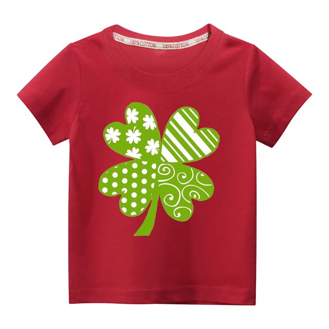 MeetoTime T-shirt Uni à Col Rond pour Tout-Petits Enfants Imprimé Fête de la Saint-Patrick Manches Courtes pour Garçons Filles