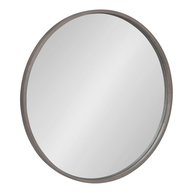 Kate and Laurel Valenti Farmhouse Round Wall Mirror, 28 Inch Diameter, Gray, Decorative Circle Mirror