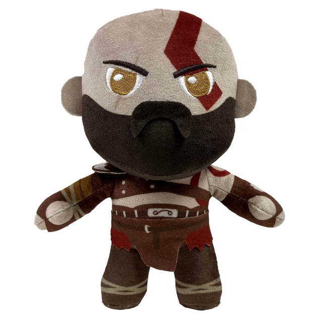 GOD OF WAR KRATOS Petite Peluche Est un Jouet en Peluche Doux Orienté vers l'Avant Représentant KRATOS du Jeu Vidéo, Présentant des Yeux Dorés Brodés, un Tatouage facial Rouge et une Barbe Noire. Il Porte une Tenue de Guerrier Brun avec une Armure Imprimée et des accents de Pagne Rouges, avec des Enveloppes Aspect Bandage sur les Membres. Cette Peluche de Collection Est Idéale pour les fans et Convient Aussi comme Article Décoratif.