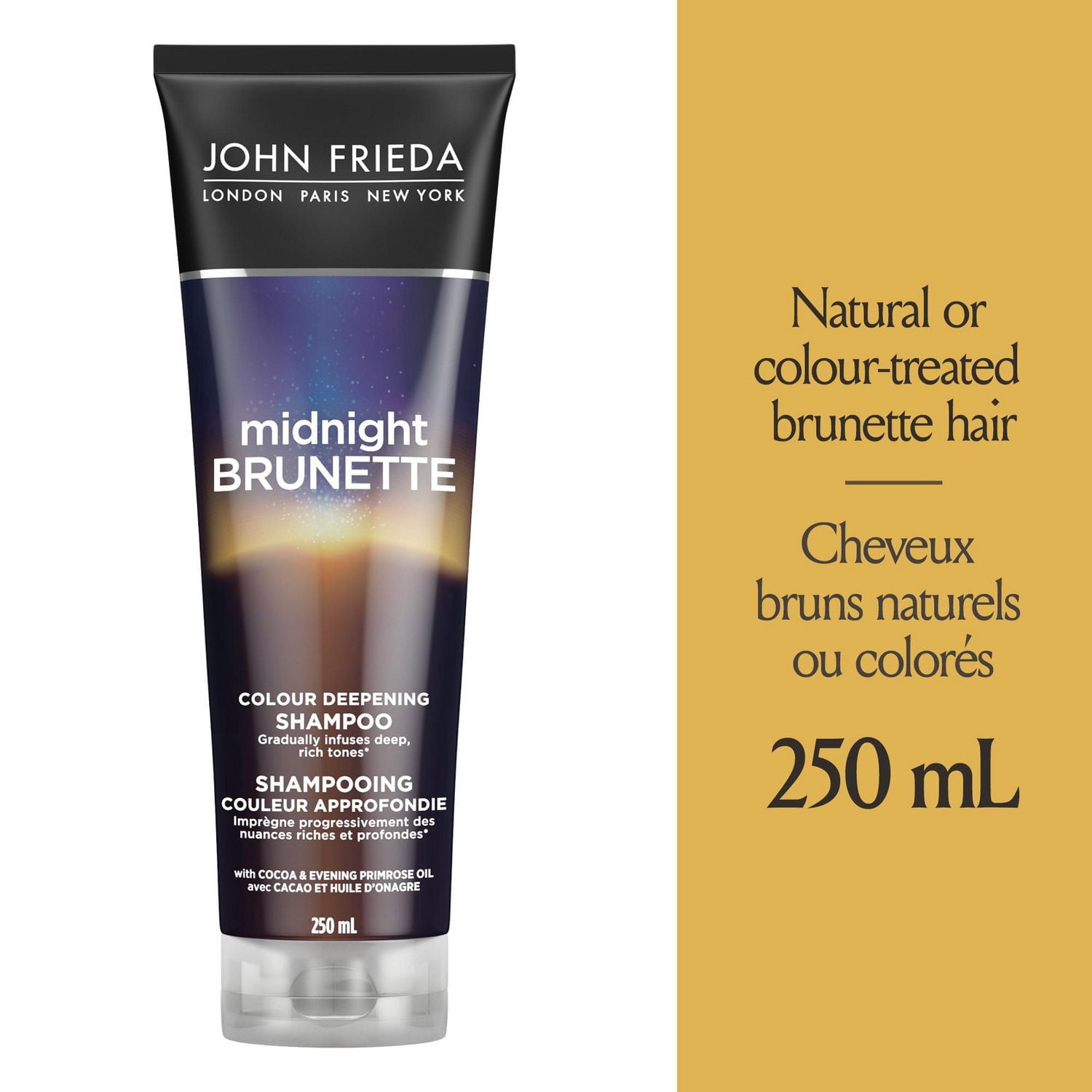 John Frieda Midnight Brunette Shampooing Couleur Approfondie, pour des Cheveux Doux et Riches
