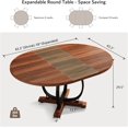 thumbnail image 3 of iPormis 59'' Extendable Round Dining Table for 4 to 8, Kitchen Table with Sturdy X-Base Metal Legs, MDF Board, Space Saving, Easy Assembly,Walnut, 3 of 8