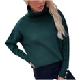 thumbnail image 1 of Yuyuzo Womens Sweater Long Sleeve Pullover Turtleneck Tops with Button Cuff Winter Fall Casual Solid Color Sweaters, 1 of 5