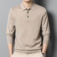 thumbnail image 3 of Men's Solid Color Shirt Collar Thin Long Sleeve Knit Sweater - Slim Fit Pullover Base Layer with Polyester Spandex Material, 3 of 4