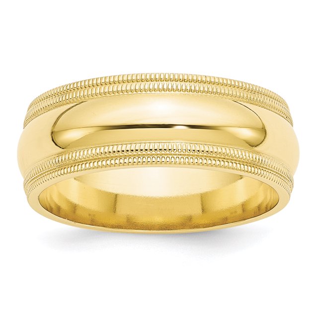 10KY 8mm Double Milgrain Comfort Fit Band Size 7 Size 7