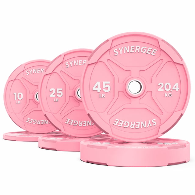 Synergee Bumper Plates – Durable Olympic Weight Plates, Low-Bounce Rubber for Strength Training, Powerlifting, and Functional Workouts.