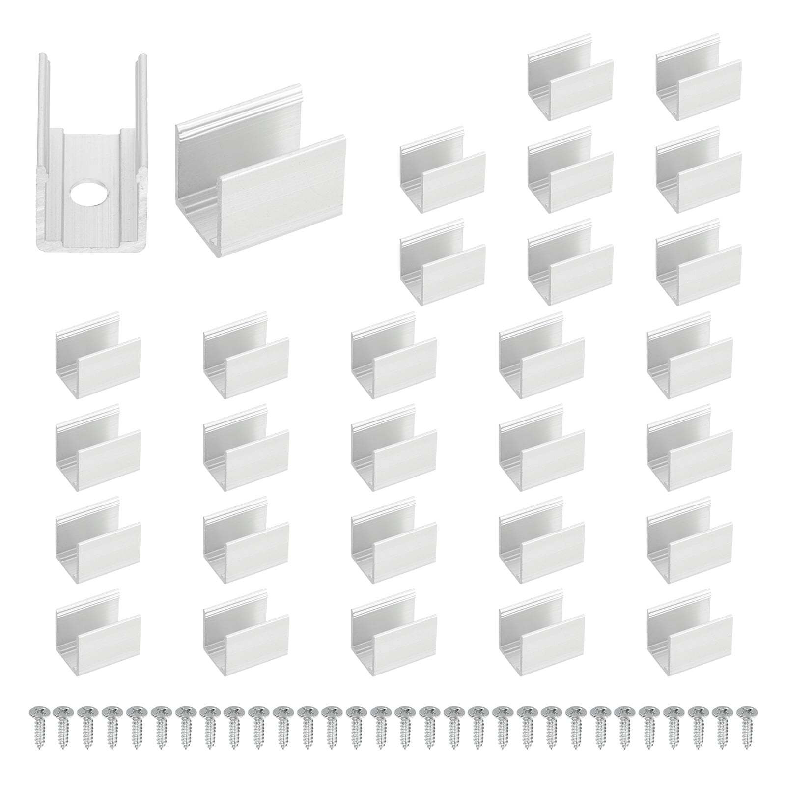 Uxcell Neon Rope Light Mounting Brackets, 50 Pcs Neon LED Lights Aluminum Install Fixing Clips Accessories for 10x18mm Silicone Neon Signs Flex Strip Lighting DIY